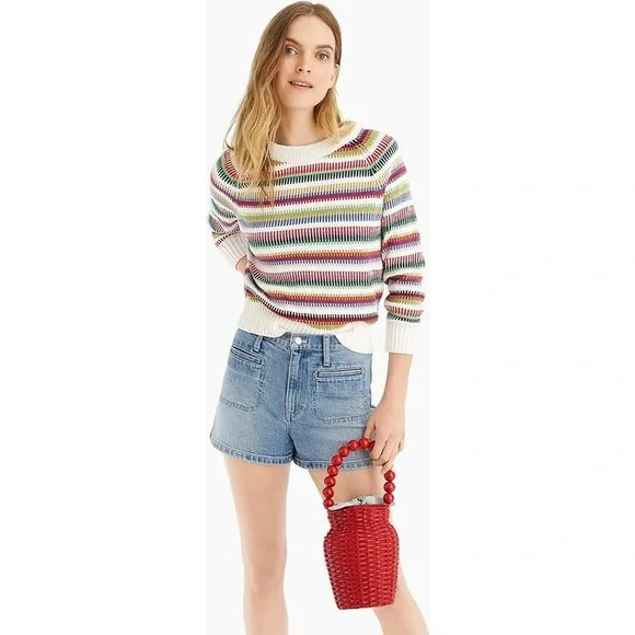 The Reeds | J. Crew Rainbow Knit Striped Crew Neck Sweater - Picture 4 of 12